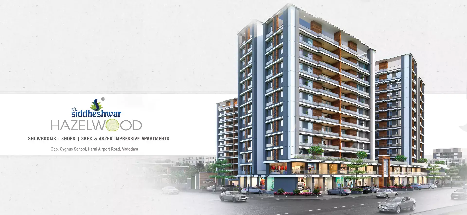 3BHK & 4B2HK Flats, Shops and Showrooms in Vadodara - Shree Siddheshwar Hazelwood