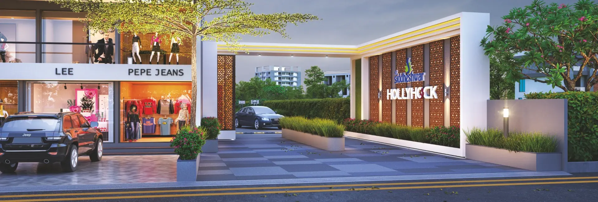 Shops and flats in New Gotri Vadodara - Shree Siddheshwar Hollyhock